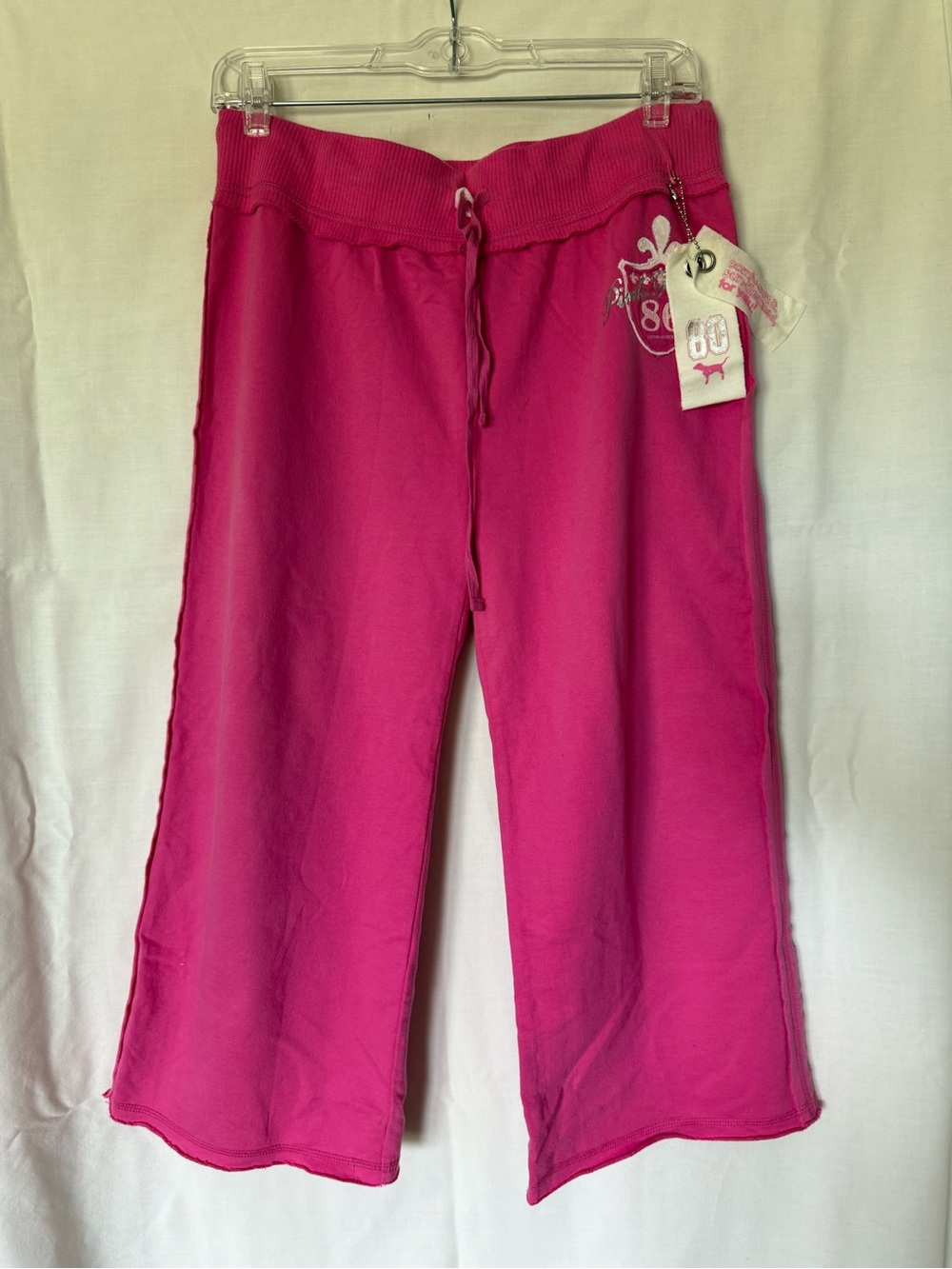 NWT Vintage Victoria's Secret PINK Royalty Capri Sweatpants Pink M Y2K